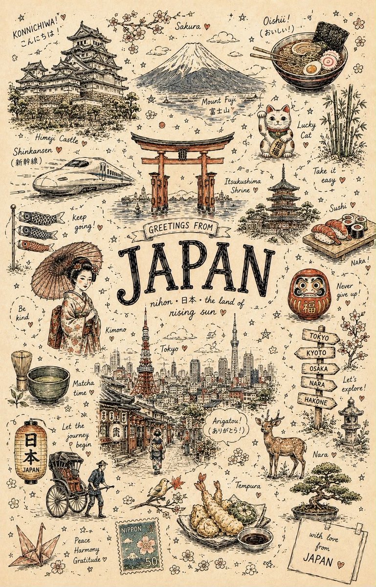 创作一张迷人的竖版 4:5 涂鸦艺术旅行海报，以[COUNTRY]为特色，打造一个异想天开的手绘世界。, 图片 1