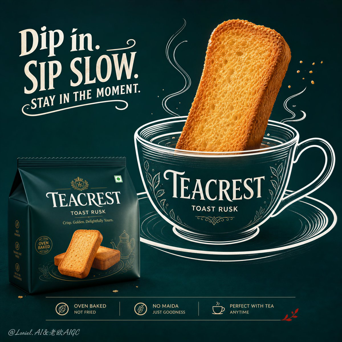 copied branding, copied slogan, cluttered layout, weak packaging visibility, re…