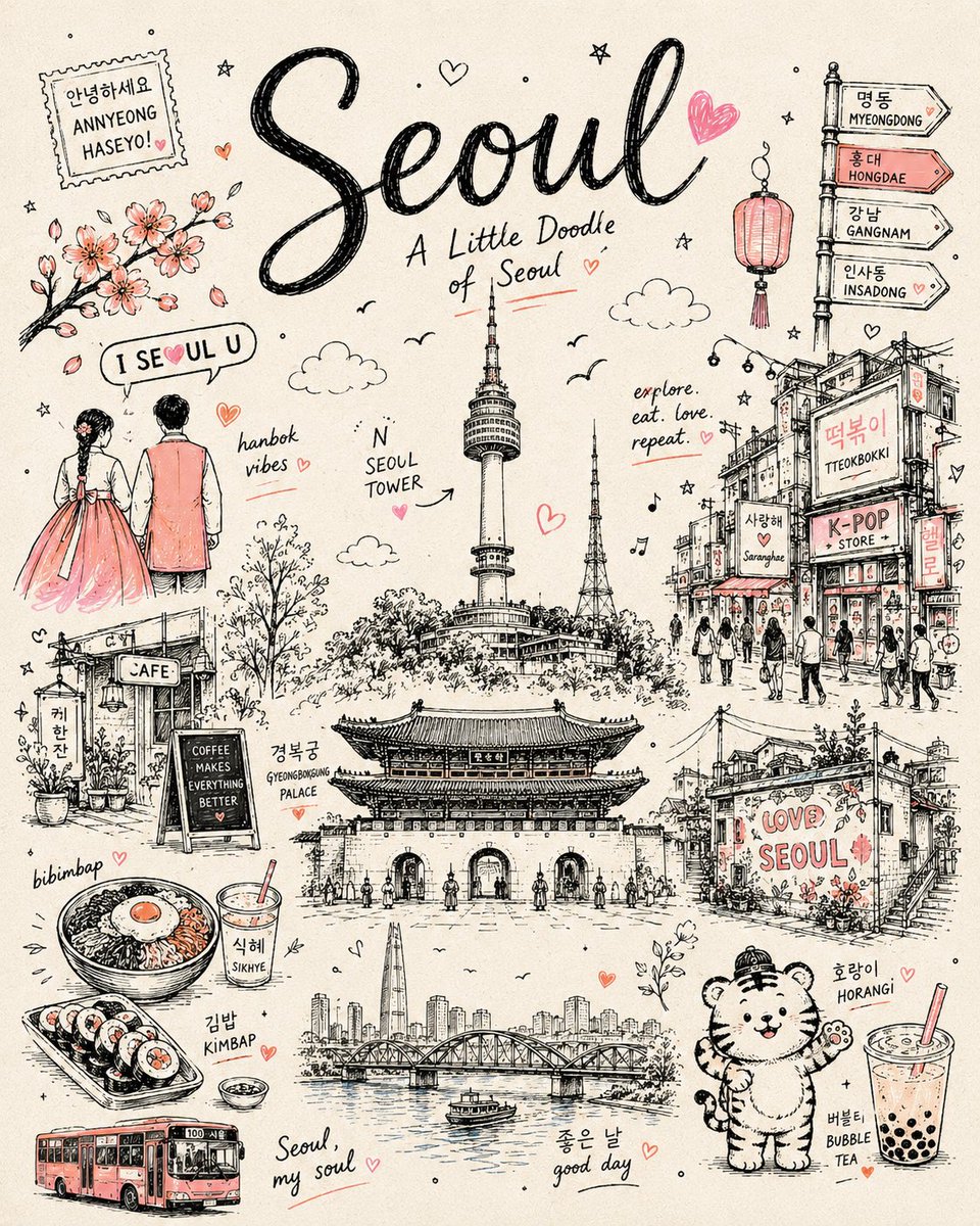 为 [CITY, COUNTRY] 创作一张竖版 4:5 的极简涂鸦旅行海报，以 [ICONIC LANDMARK] 作为中心主插图。, 图片 4