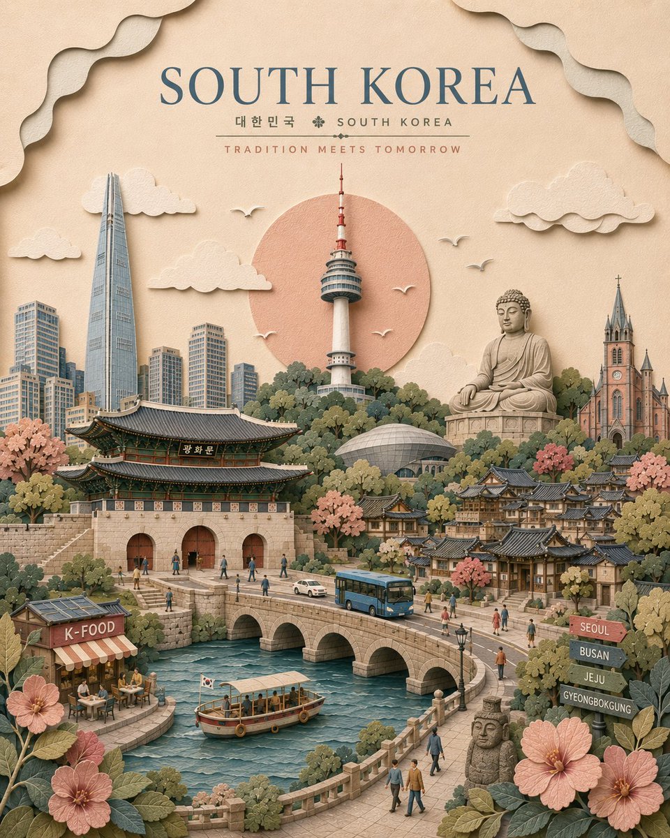 创作一张高级感竖版 4:5 [CITY]（[COUNTRY]）旅行海报，呈现为手工打造的层叠 3D 剪纸微缩世界。, 图片 3
