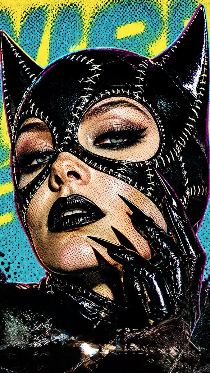 Extreme close-up pop-art portrait of [SUBJECT], framed from the shoulders up, B…