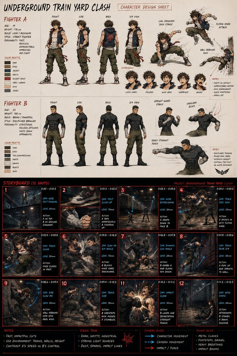 GPT image 2 提示词 —— 为一部名为《Underground Train Yard Clash》(地下列车场冲突) 的原创高燃动作…, 图片 1