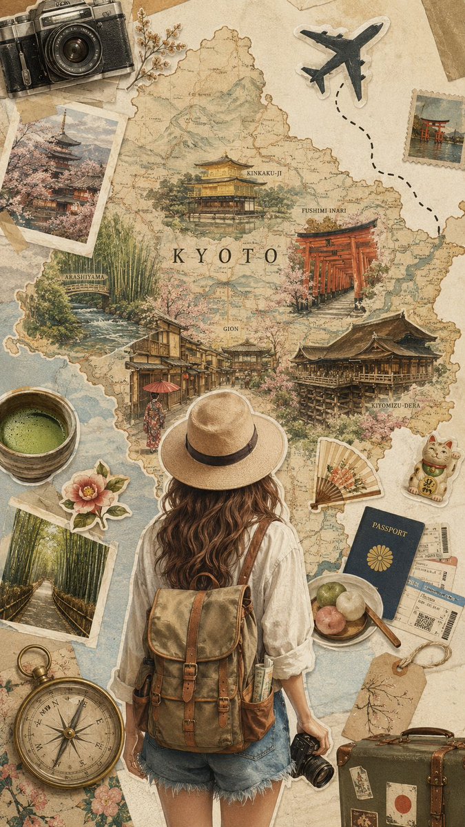 创作一幅精致的复古旅行拼贴海报，灵感来自[COUNTRY NAME]，采用竖版 9:16 构图。, 图片 2