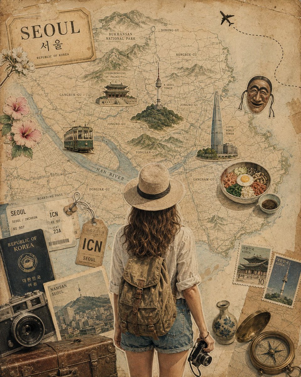创作一幅精致的复古旅行拼贴海报，灵感来自[Country Name]，采用严格的4:5竖版肖像画幅。, 图片 2
