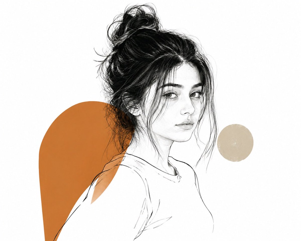 优雅的编辑插画，描绘一个[SUBJECT]，将细腻的轮廓描绘与一两个大胆的纯色色块相结合，部分区域有意留白未完成，在细节与留白之间达成精致的平…, 图片 1