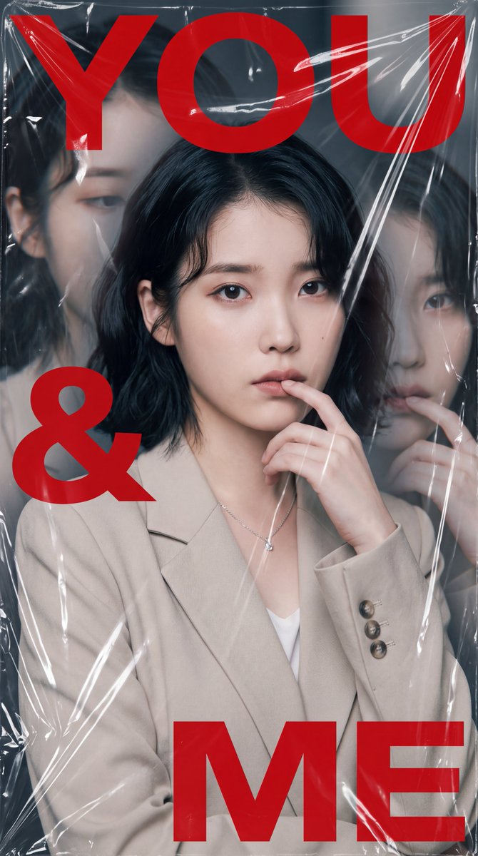 一张高度风格化的电影感时尚人像照:一位年轻的东亚女性,留着短而微卷的黑发,妆容自然柔和,神情若有所思,右手食指轻触嘴唇。她身穿一件浅米色立体剪…, 图片 4