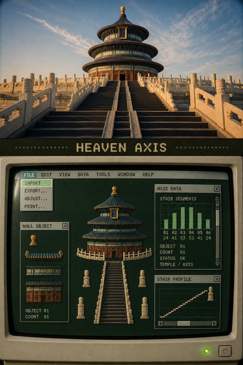 请将上传的每一张旅行照片分别制作成一张独立的3:4竖版“复古像素工业旅行档案”编辑海报。每张照片单独输出,不进行多图拼贴。, 图片 1