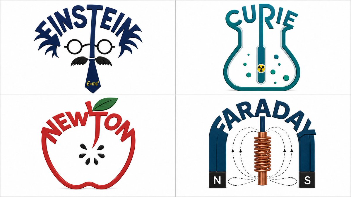 2x2 grid, 16:9, do this for 4 famous physicists : class VisualPunLogo: def __in…