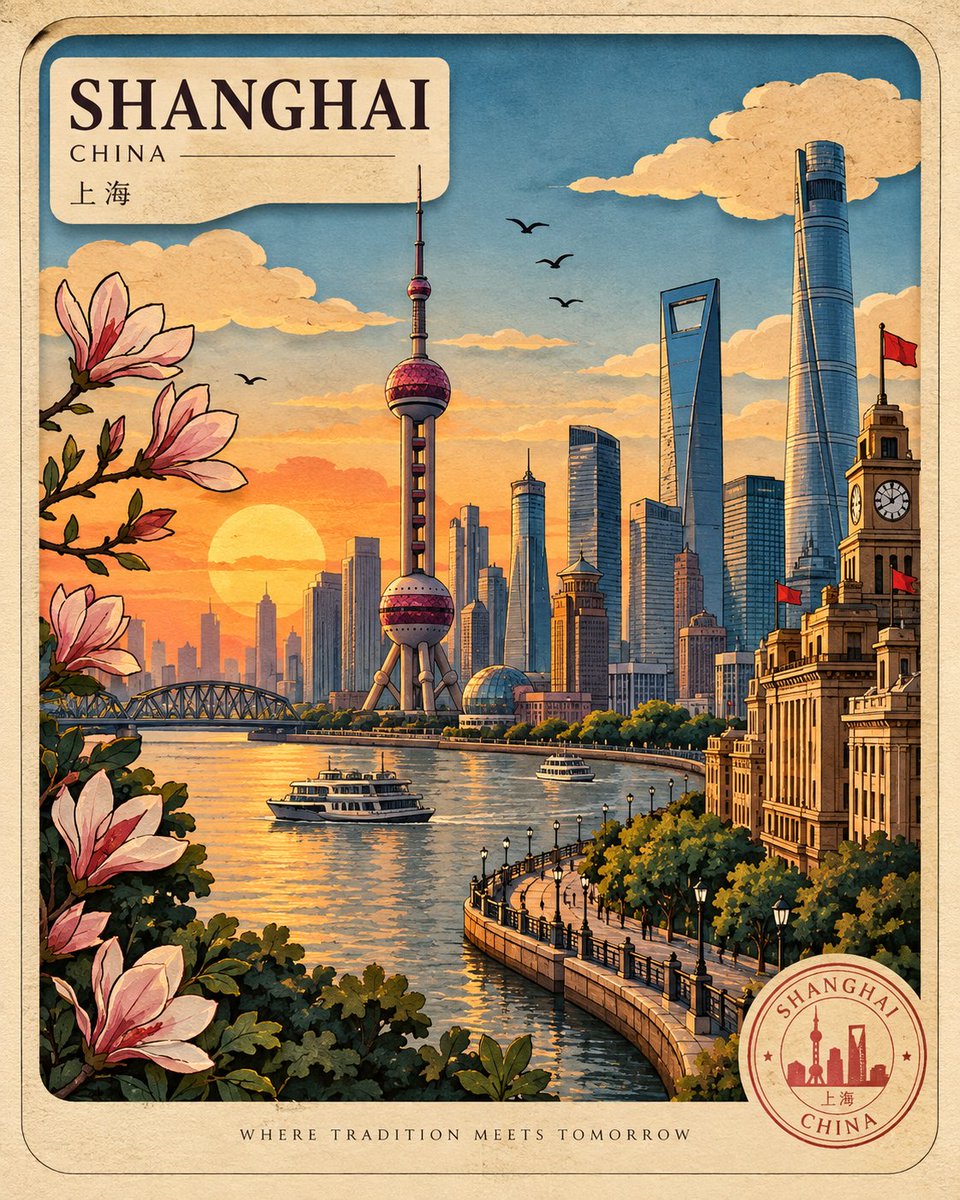 创作一幅高端竖版 4:5 旅行海报插画，主题为 [LOCATION]，遵循统一的手工制作视觉风格：粗犷而清晰的黑色描边、饱和且协调的色彩、温暖…, 图片 1