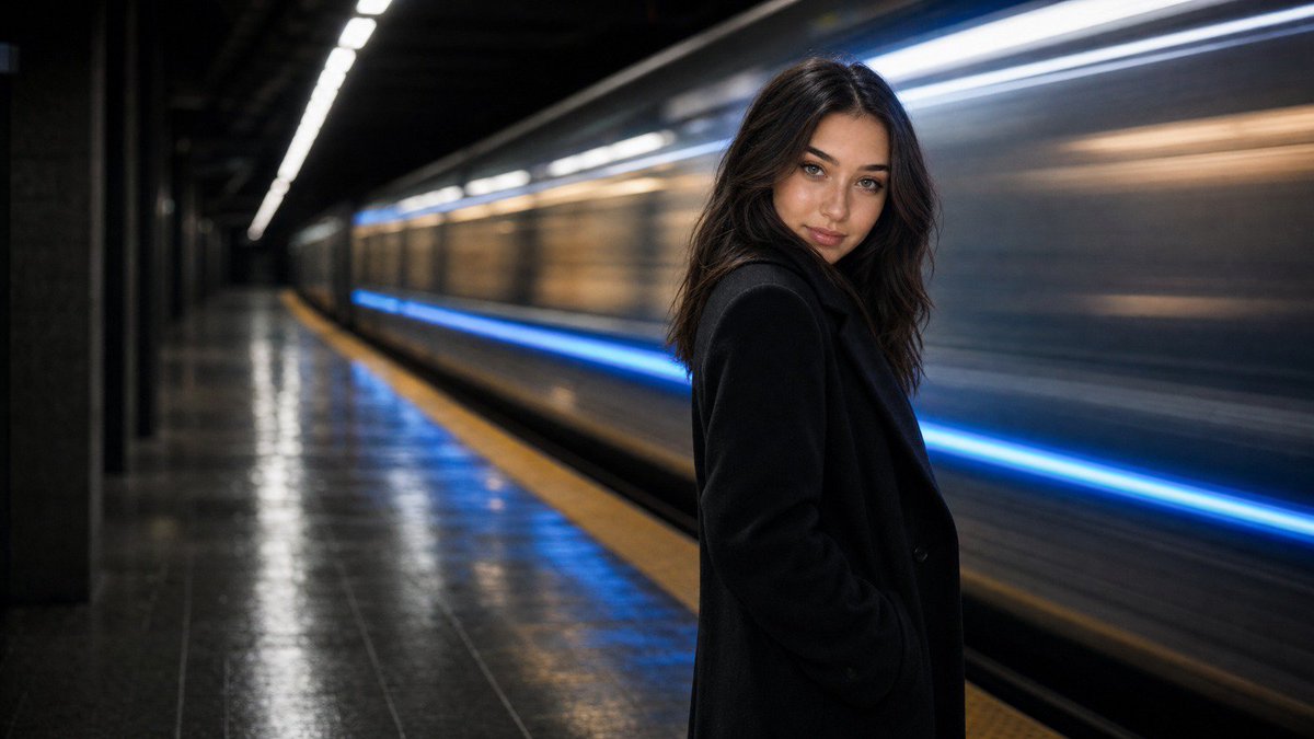 Turn any selfie into a cinematic subway editorial shot. 🚇 I built a master pro…