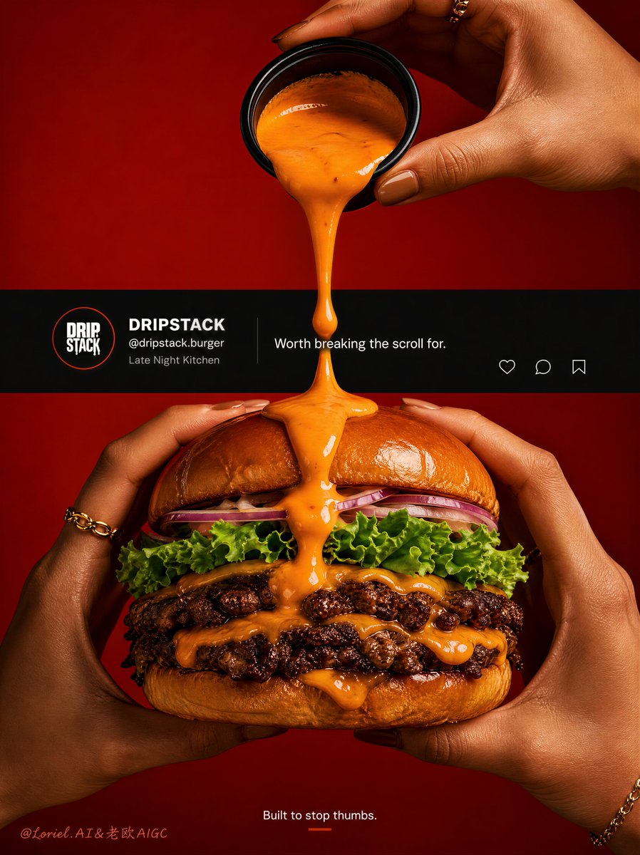廉价快餐传单,界面杂乱,普通的社交媒体截图,过多的计数器,扭曲的手指,多余的手指,手部姿态怪异,看起来像塑料的汉堡,假的酱料,面包细节低劣,暗…, 图片 1