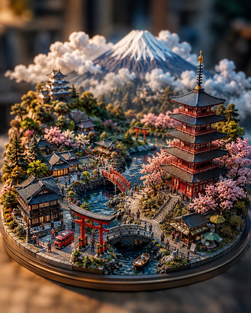 创作一个异想天开的手工微缩世界，代表 [CITY / COUNTRY]，设计为一个统一连贯的三维场景。以 [ICONIC LANDMARK] …, 图片 2