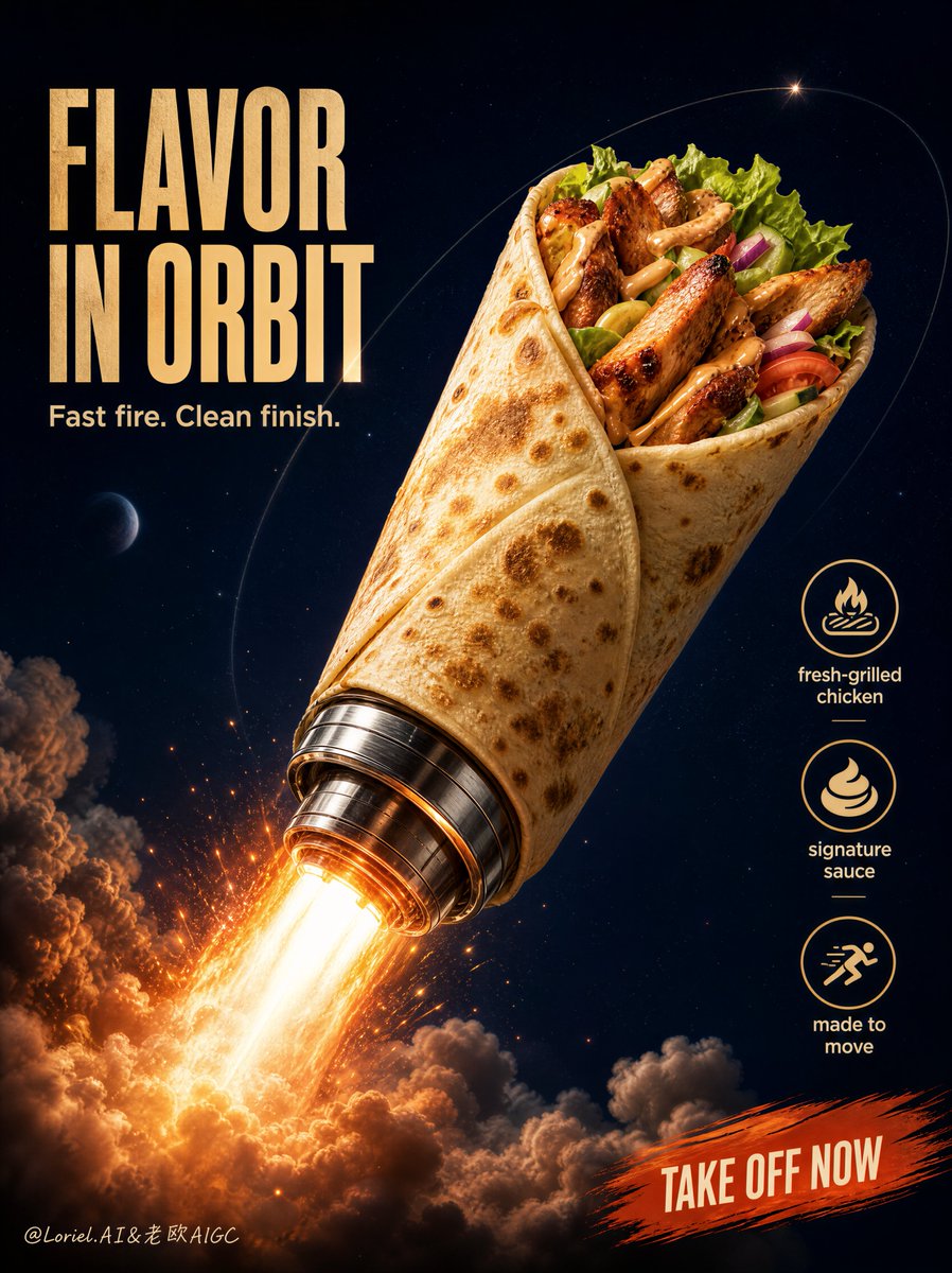 cheap takeaway flyer, cartoon rocket, cluttered layout, unreadable text, low-de…
