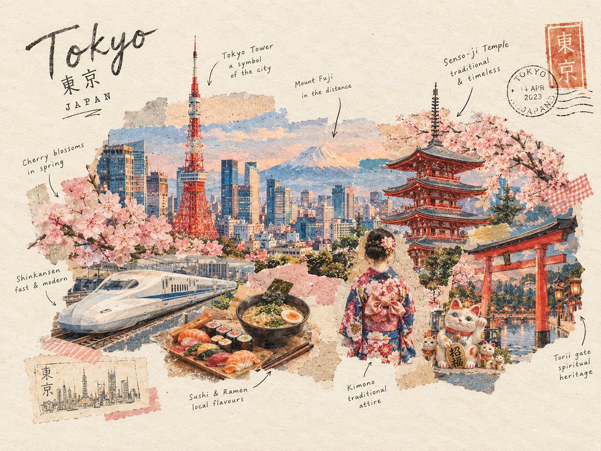 创作一幅迷人的手工旅行拼贴画，代表 [CITY / COUNTRY]。, 图片 2