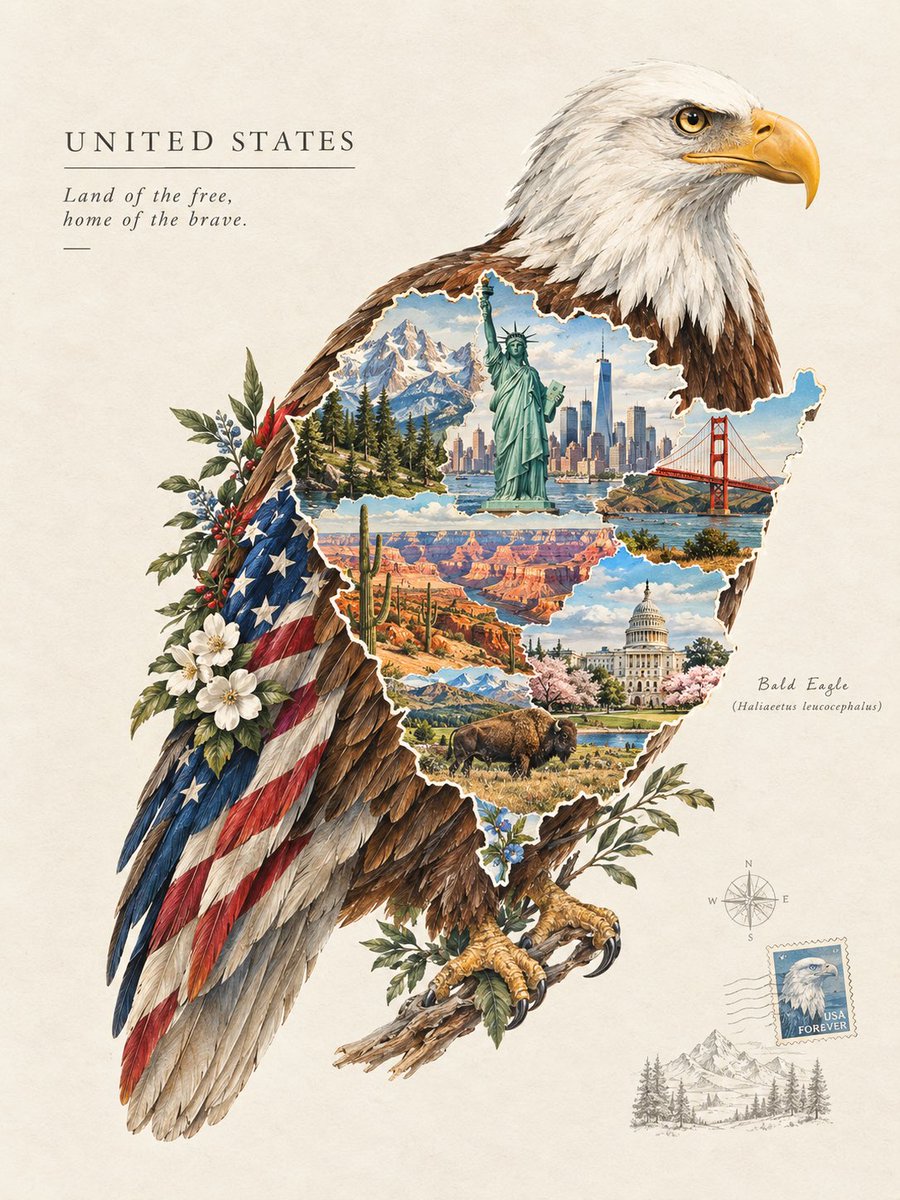 创作一幅精美的艺术插画，以[COUNTRY]（国家）的国鸟[NATIONAL BIRD]（国鸟）来代表该国家。让这只鸟自然地环绕着[COUNT…, 图片 2