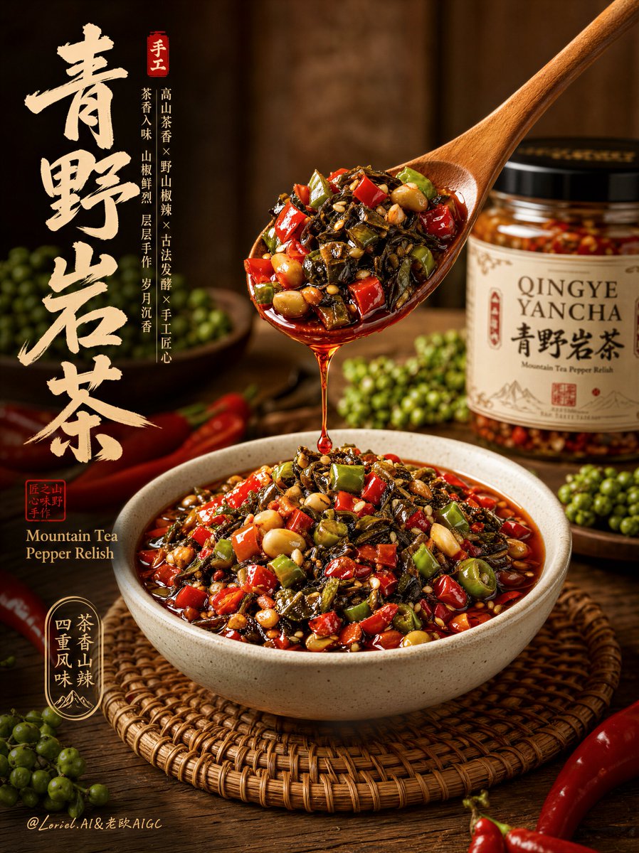 复制的中文原文,抄袭的广告语,普通的剁椒宣传单,丑陋的字体排版,粗糙的黑色字体,无法辨认的标签,扭曲变形的字母,变形的碗,假的勺子形状,浑浊的…, 图片 1