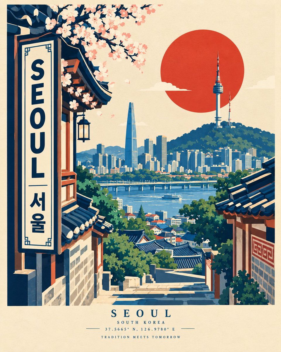为 [CITY, COUNTRY] 创作一张高端现代的旅行海报，灵感源自大胆的复古丝网印刷风格与中世纪平面设计，但采用原创的建筑门廊式构图。, 图片 4
