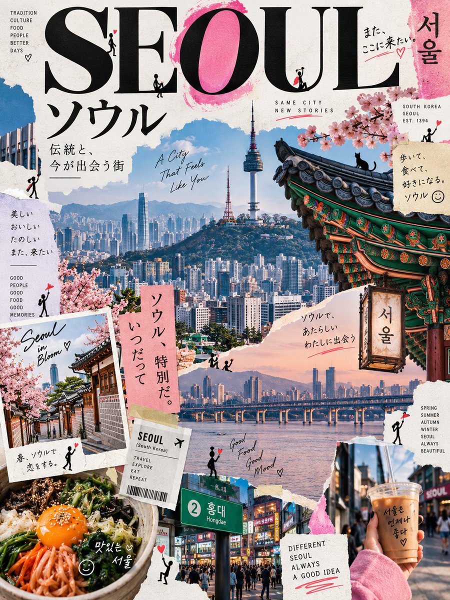 为 [LOCATION] 创作一张高端当代编辑风格的艺术海报,采用俏皮的日本设计-ZINE 风格。, 图片 1