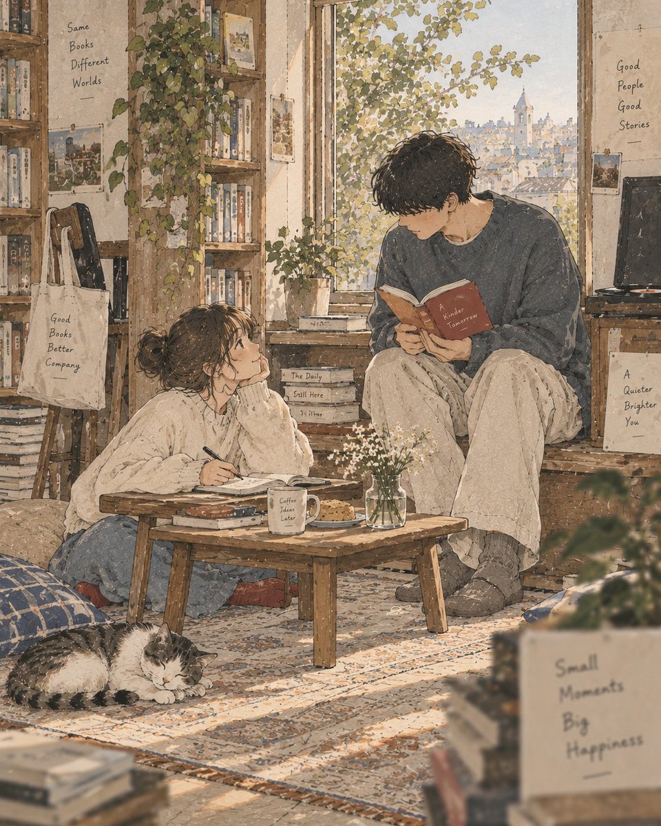创作一幅精致的当代日本生活片段插画，展现一个安静、温馨的日常瞬间。, 图片 3