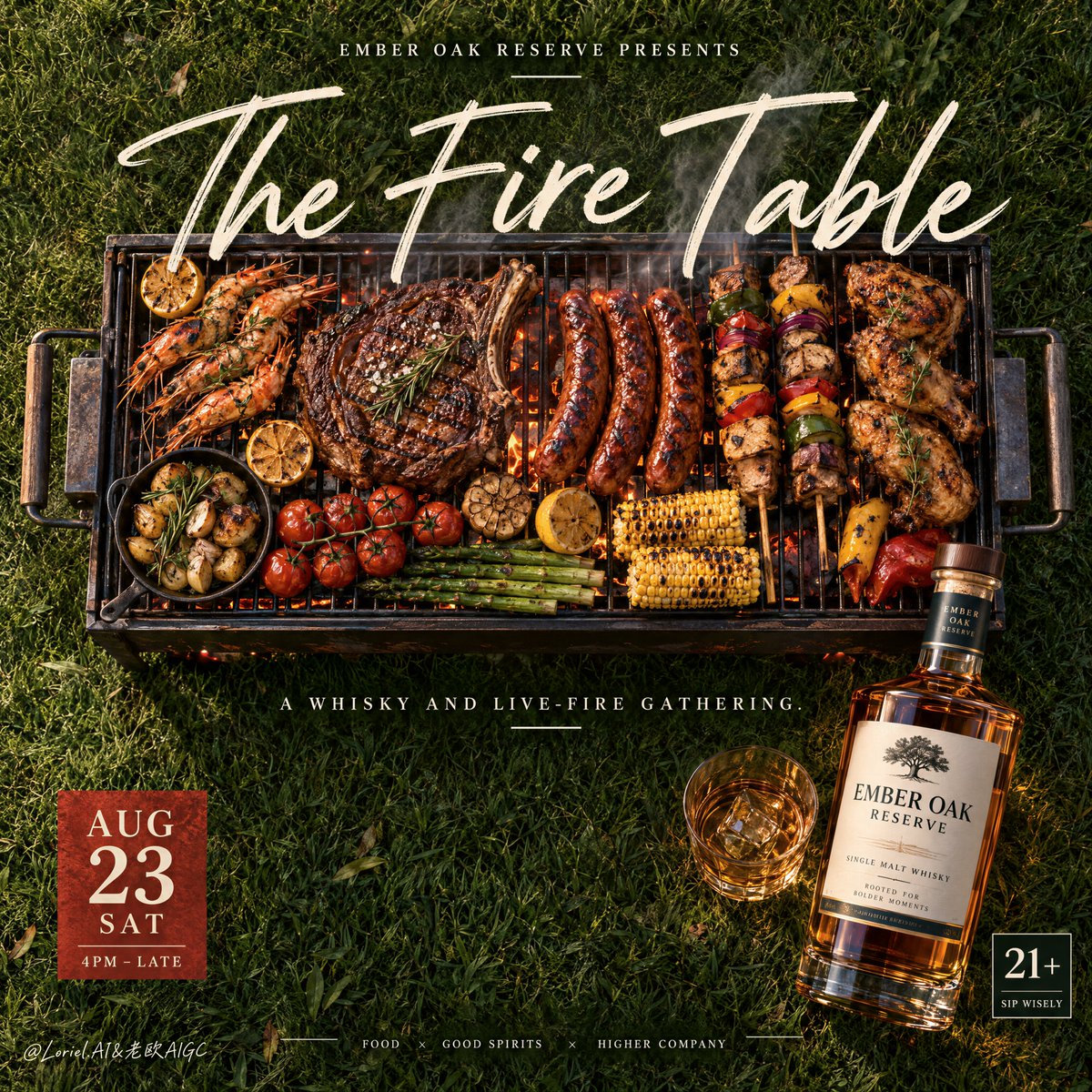 copied original text, real brand names, cheap event flyer styling, cluttered sp…