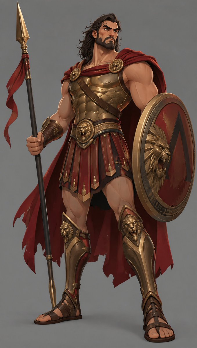 Ares, Greek god of war, full-body male divine warrior, masculine appearance, st…