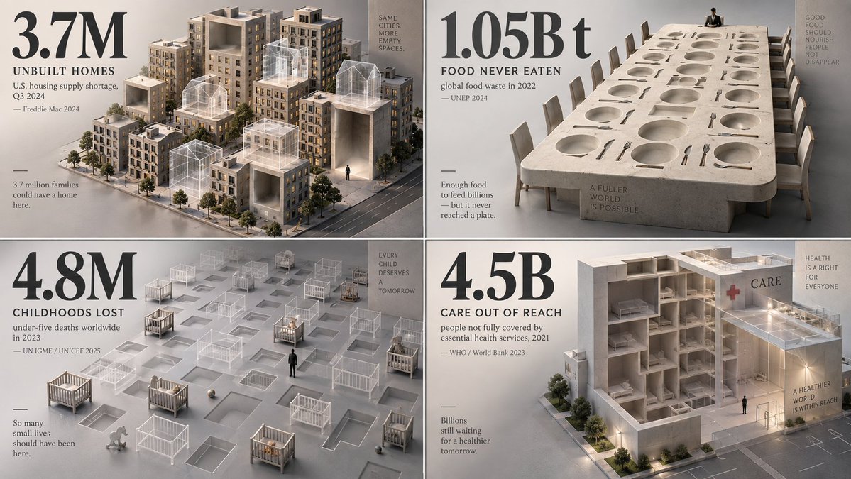 2x2 grid, 16:9, AI infers viral topics: Create a haunting, minimalist 3D visual…