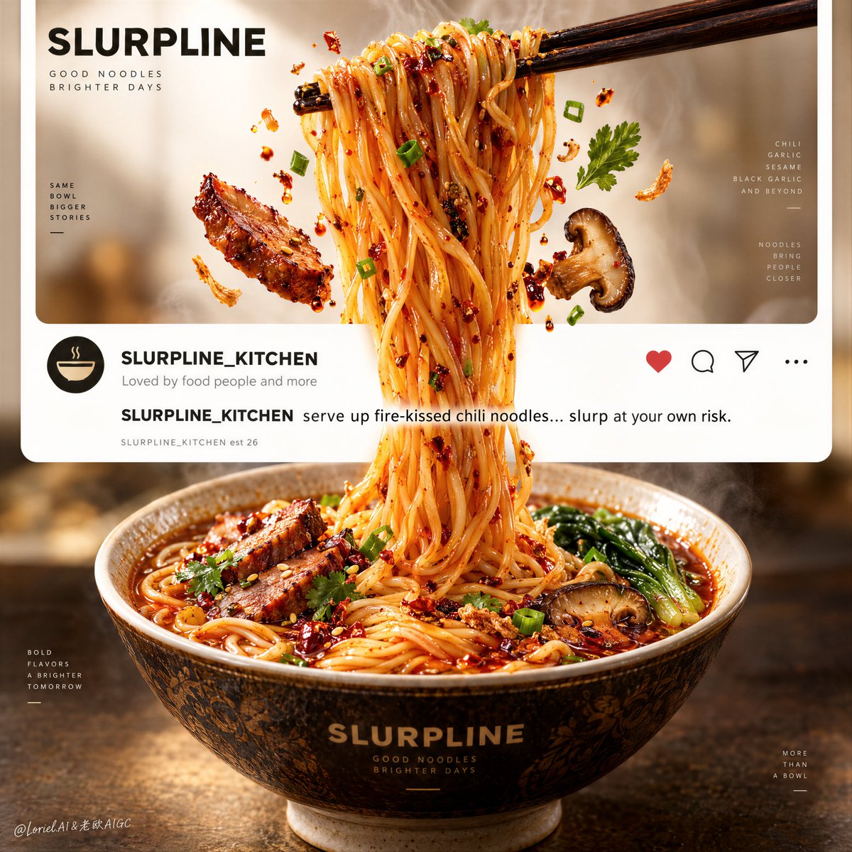当一个动作打破版式时，美食海报会显得更具实体感。, 图片 1