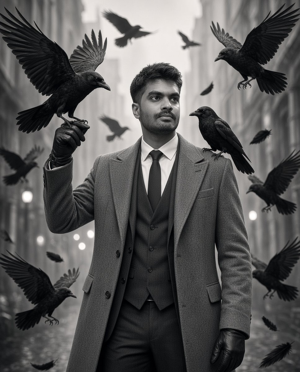 Create an ultra-photorealistic, cinematic black-and-white fine-art fashion phot…