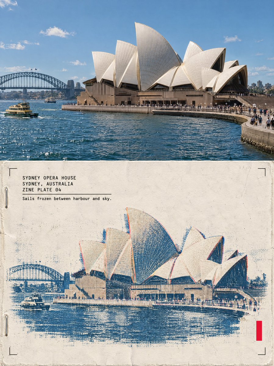 Sydney Opera House, hot off the risograph GPT Image 2.5 STACK ─────────────────…