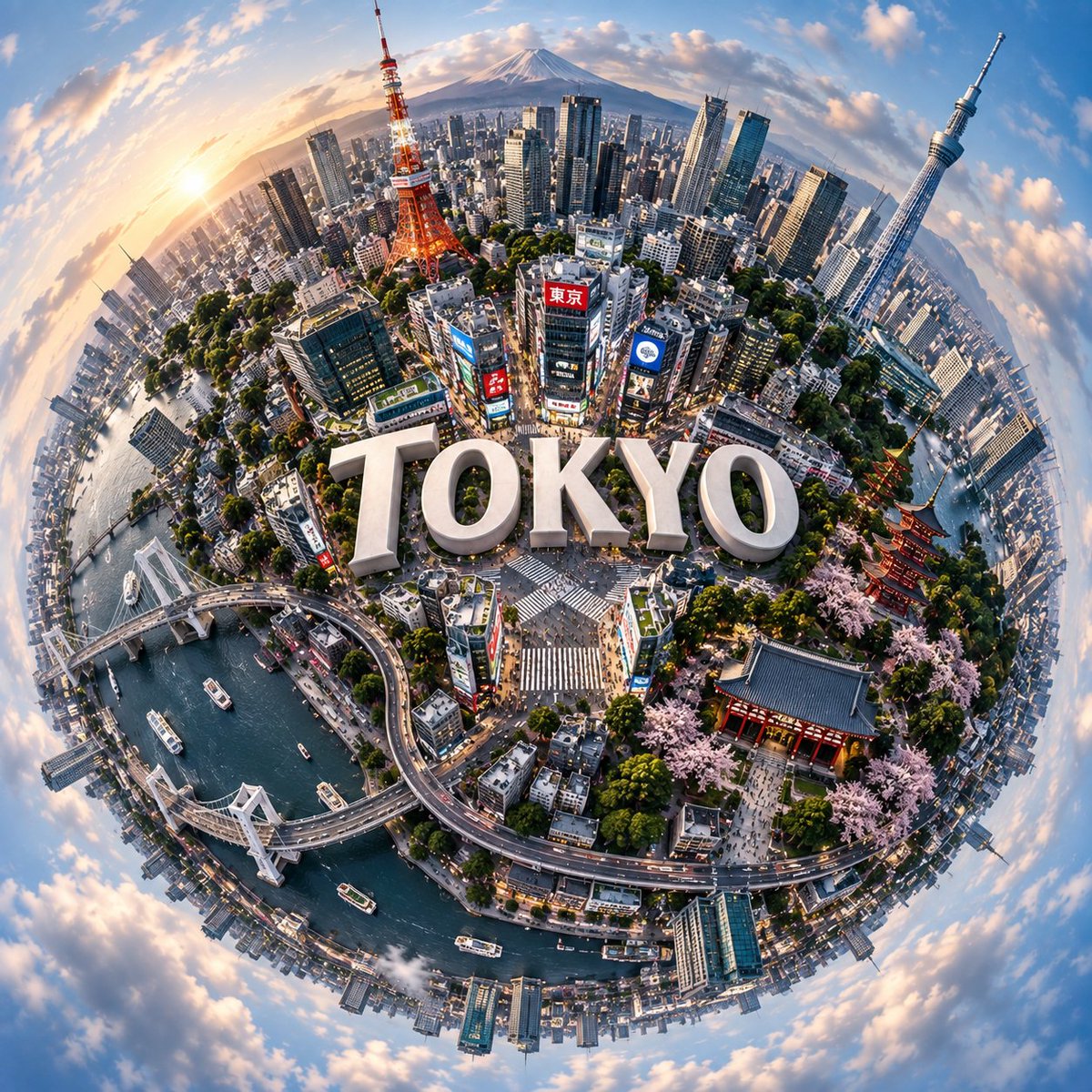 创建一个超现实主义的球形全景图，展现一座迷人的 [CITY NAME]，其最具标志性的地标建筑自然地环绕在一个微型行星般的表面上。整个城市应自…, 图片 3