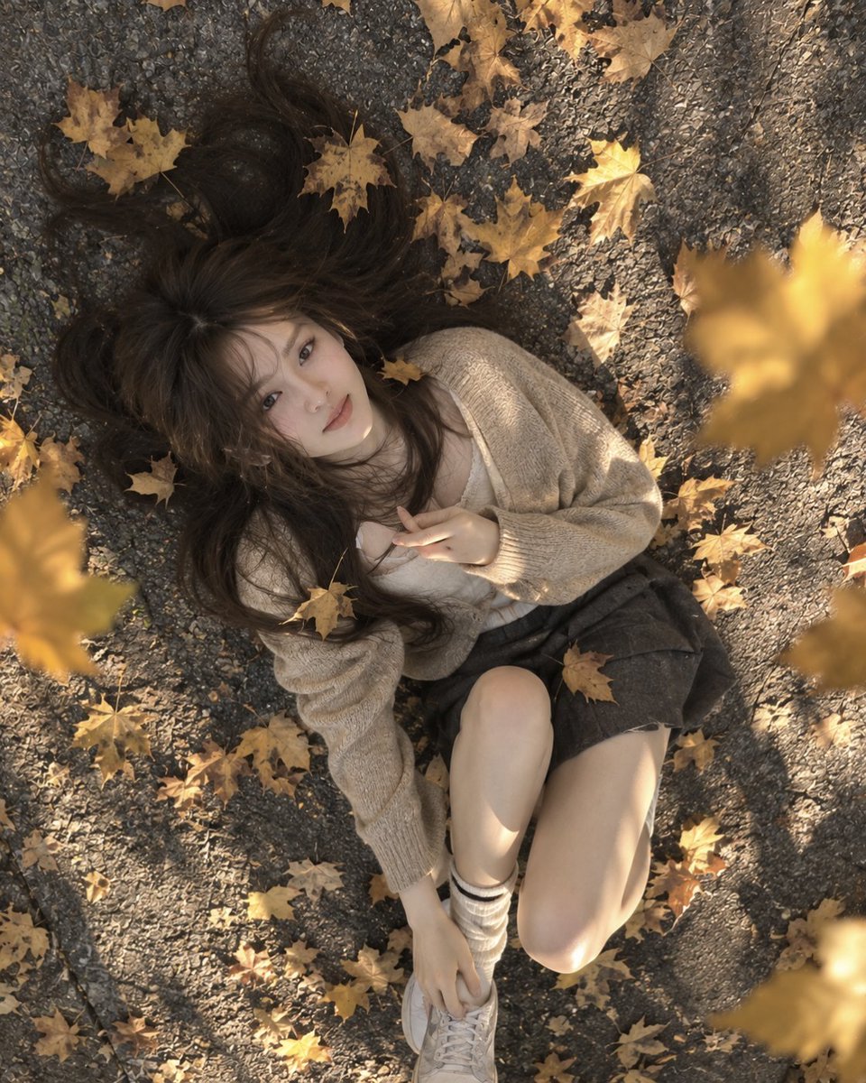 A photorealistic artistic overhead portrait of a young woman lying on a texture…