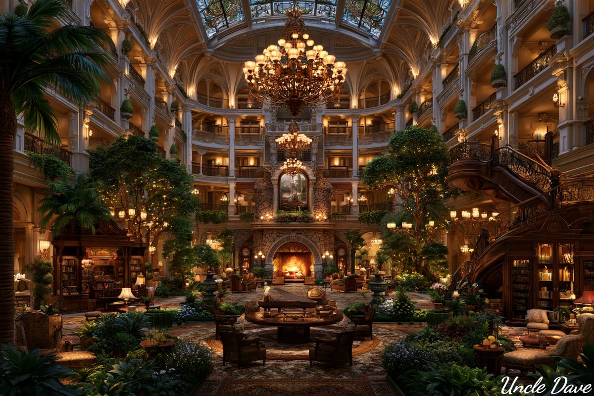 The atrium lobby of a grand hotel --ar 3:2 --profile pz8oy84 9nv6snq 2hwt1bg jk…