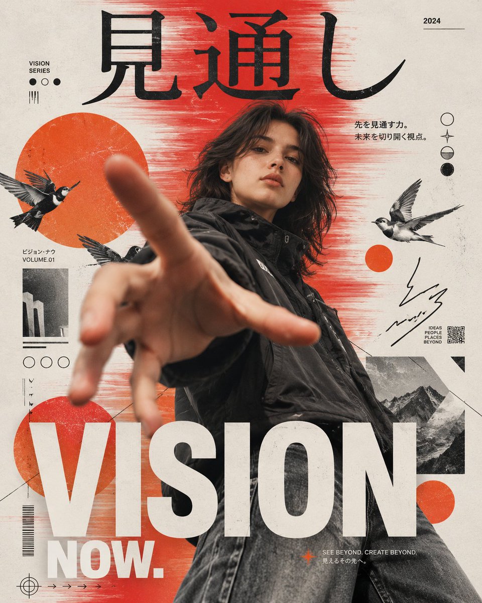 创作一张超写实的编辑时尚海报,灵感来自日本实验性杂志封面,具有大胆的当代视觉设计和电影级摄影风格。, 图片 1