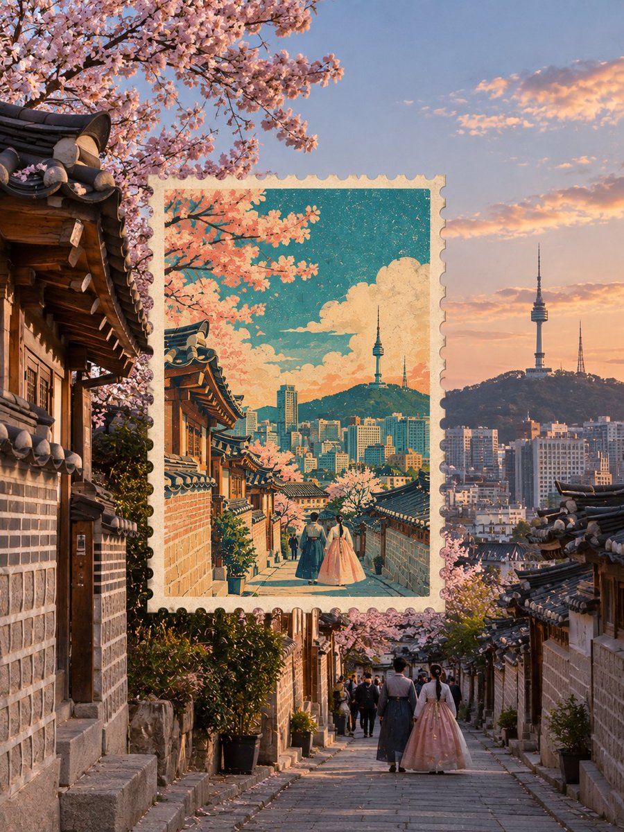 为 [COUNTRY / LOCATION / SUBJECT] 创作一幅高品质复古风格的日本旅行海报邮票艺术作品。, 图片 2