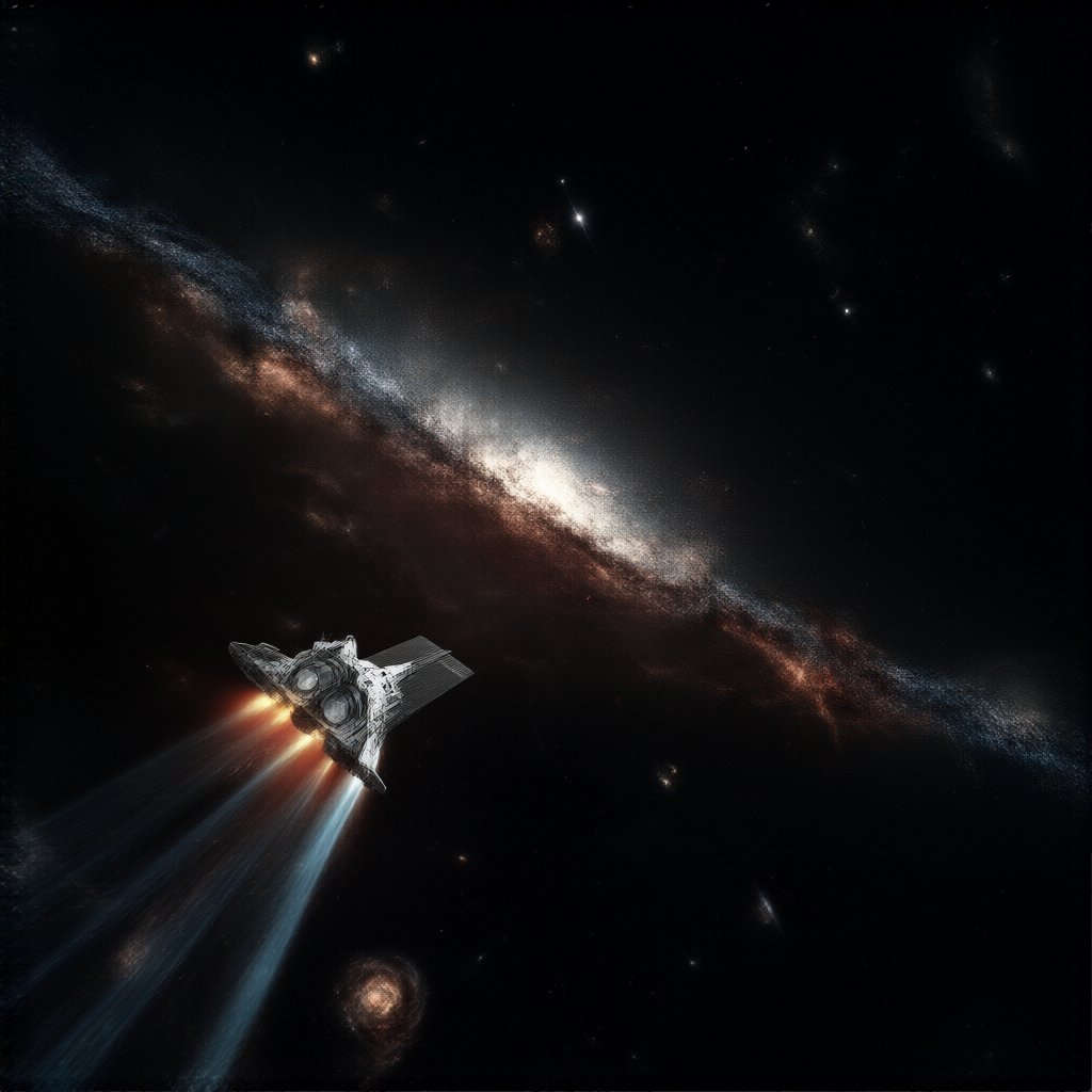 一艘宇宙飞船在宇宙虚空中以高超音速飞向一个未知的星系, 图片 2