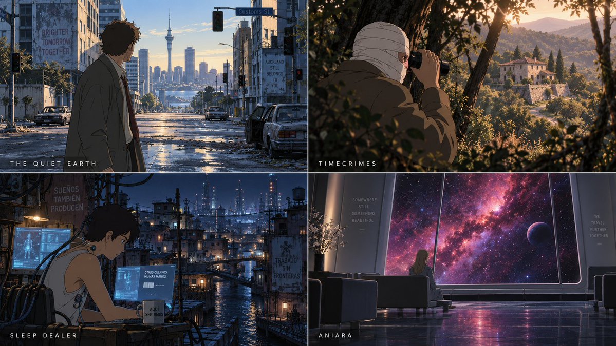 2x2 grid, 16:9, do this for 4 underrated international scifi movies: // FN: ani…