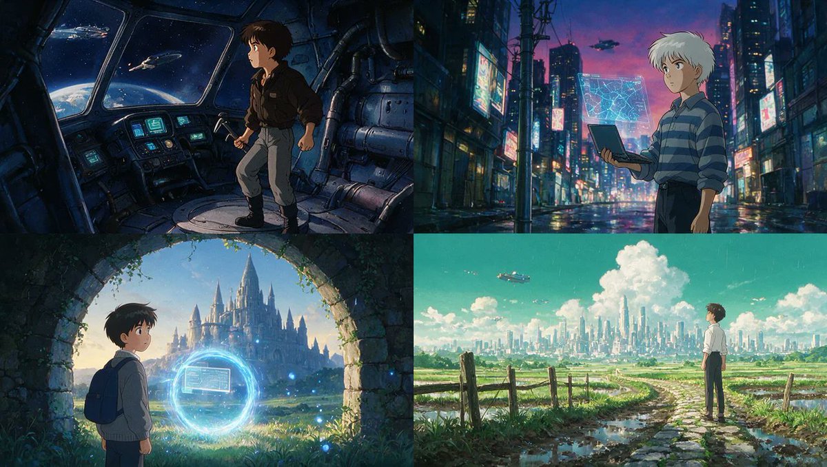 2x2 网格,16:9,为 4 部被低估的国际科幻电影执行此操作:// FN: anime_still(CHARACTER, SETTING,…, 图片 3