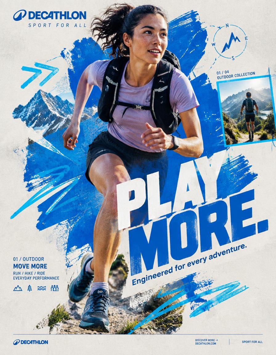 QUECHUA — “PLAY OUTSIDE.” BEHANCE-LEVEL DIGITAL COLLAGE CAMPAIGN FORMAT Ultra-P…