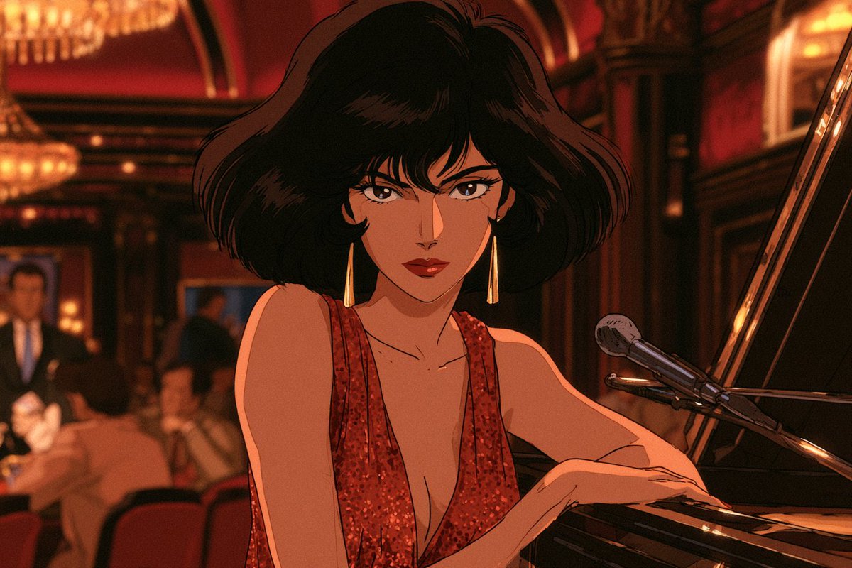 精致的成年[character]身处奢华的1980年代[setting],复古手绘动漫风格,[hair],犀利传神的双眼,优雅成熟的五官,身着…, 图片 3