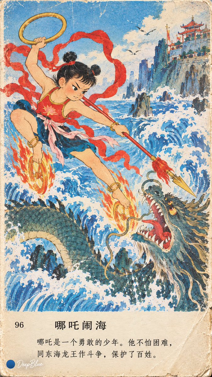 【主体】 × 90年代中国小学语文课本插画 × 明快色彩 × 情节插图 × 旧教材印刷质感, 图片 4
