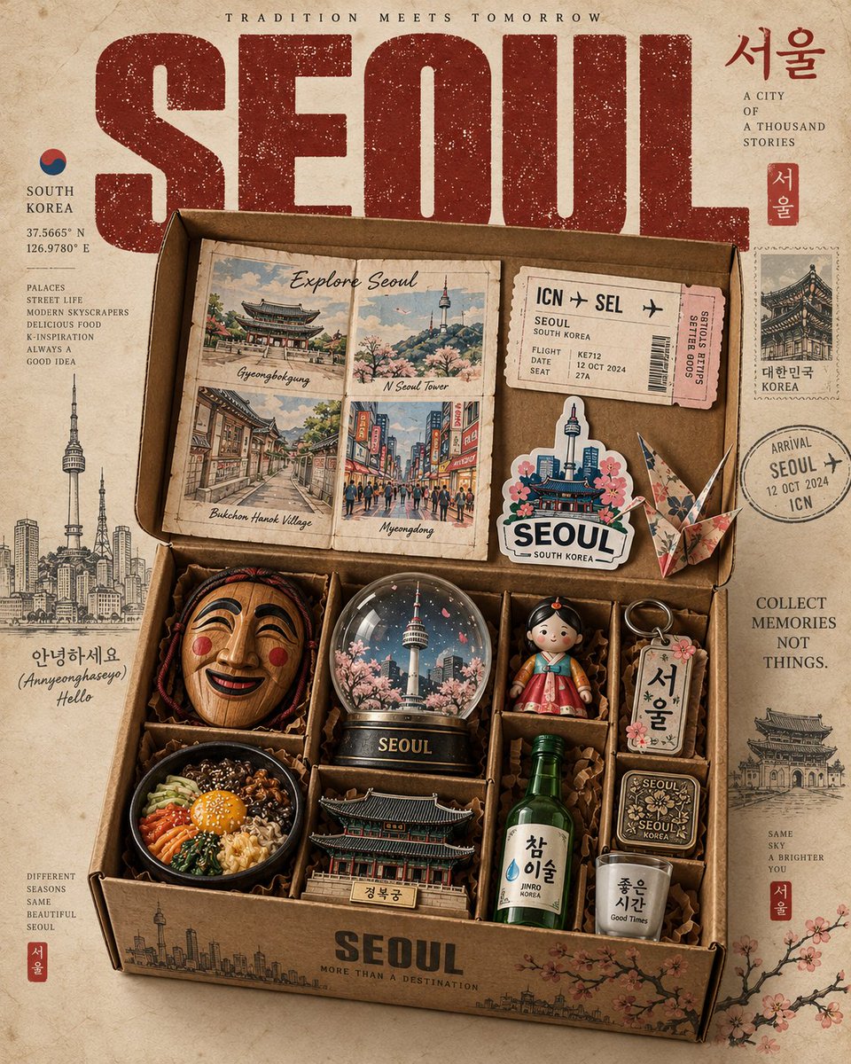 为 [COUNTRY] 制作一张高级感的 4:5 竖版 Instagram 旅游海报，作为可收藏“Souvenir Box（纪念品盒）”系列中…, 图片 2