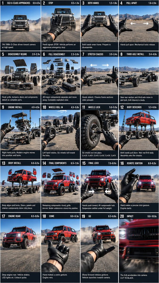 Create one continuous 10-second ultra-photorealistic automotive transformation …