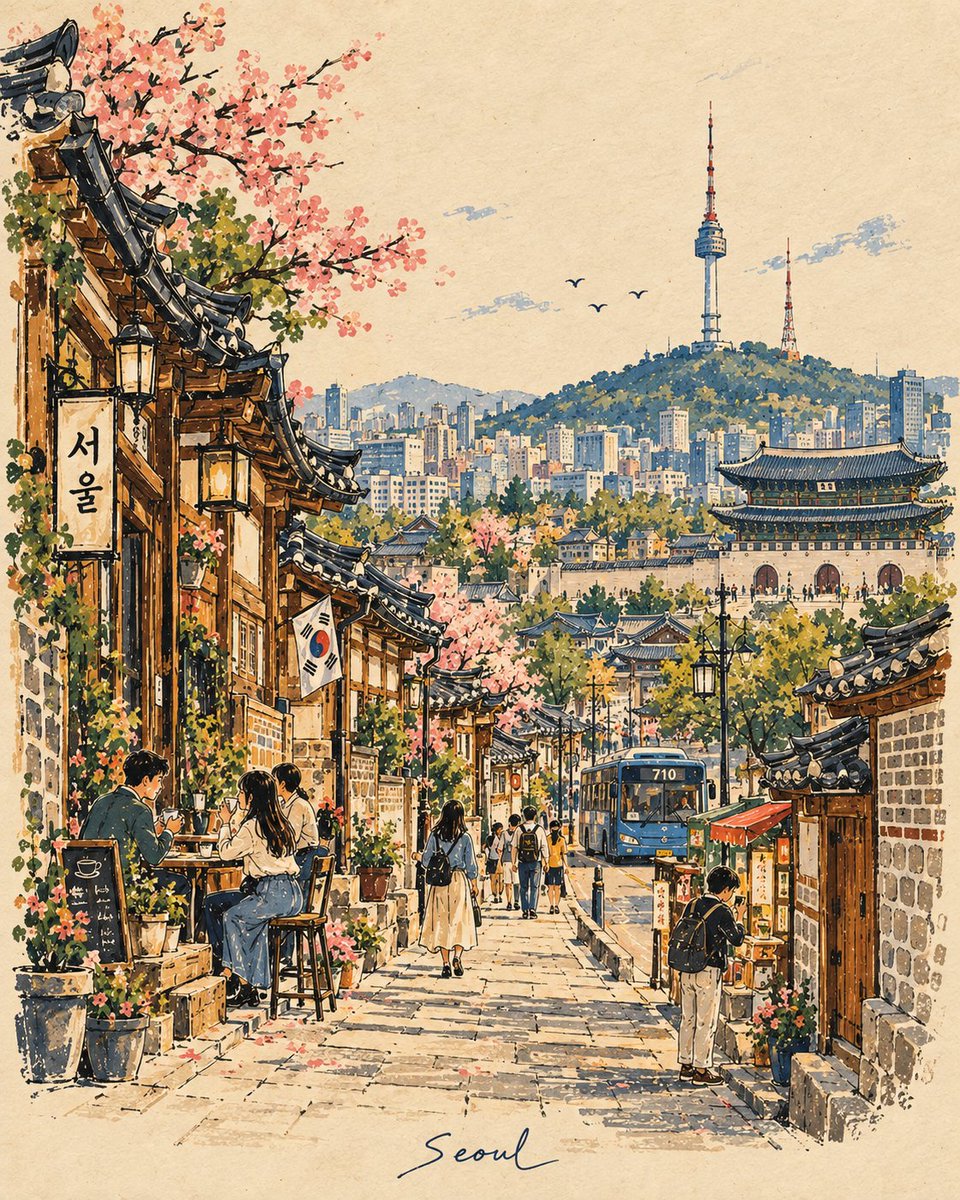 为 [国家 / 城市 / 地点 / 主题] 创作一幅高级的 4:5 竖版复古手绘旅行故事书插画。, 图片 2