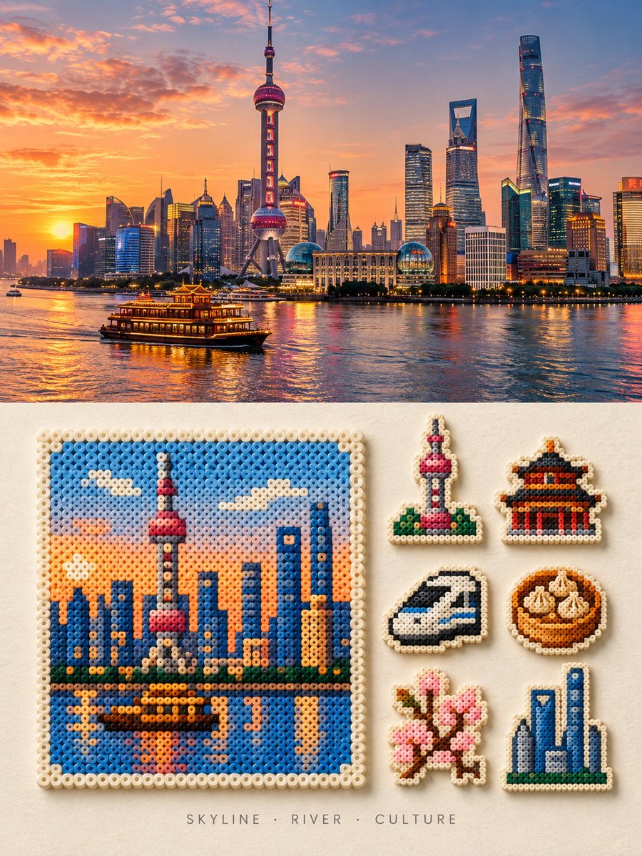 Create a premium 3:4 vertical Perler Bead travel editorial artwork for [COUNTRY…