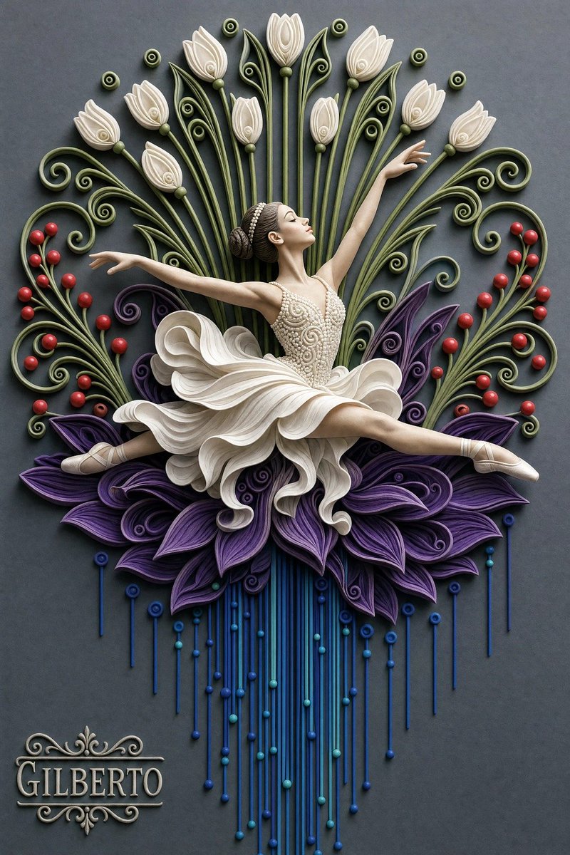 A highly detailed 3D tactile bas-relief artwork of a ballerina in a graceful mi…
