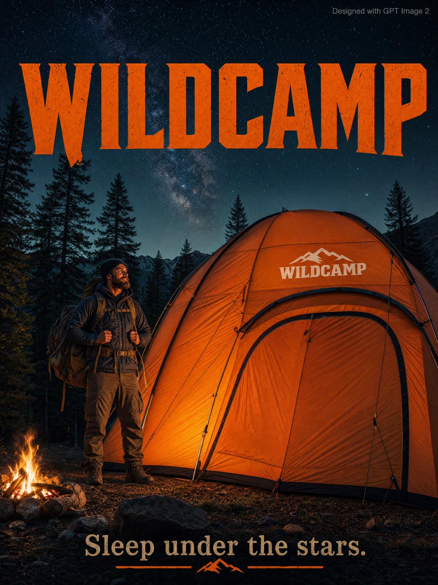 An outdoor adventure advertisement poster featuring a rugged bearded man in ful…