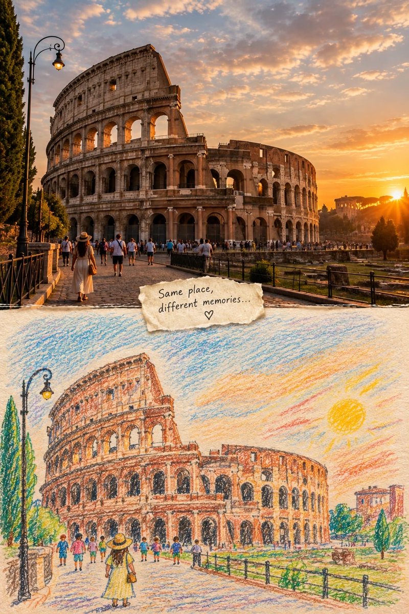 创作一幅视觉震撼的上下分屏艺术作品，在两个艺术世界中展现 [LANDMARK / CITY / COUNTRY]。, 图片 2