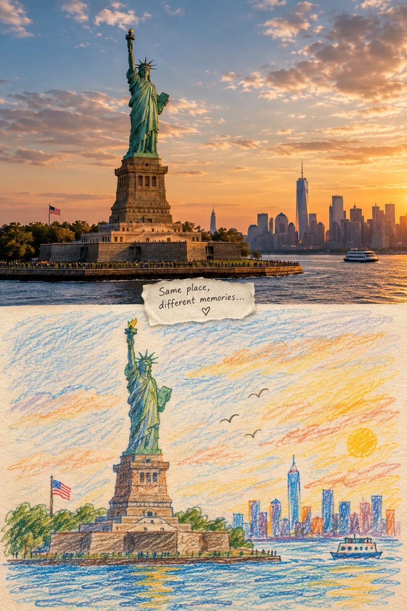 创作一幅视觉震撼的上下分屏艺术作品，在两个艺术世界中展现 [LANDMARK / CITY / COUNTRY]。, 图片 3