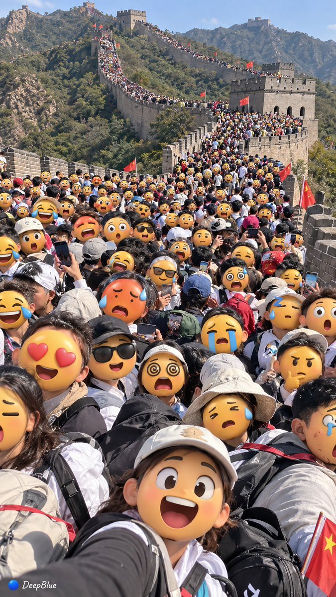 国庆黄金周 × 【地点】 × 😆😂😱😵💫🥵😩😎🤩😴🤪🥳😤🤔😭😮💨 × 超高密度立体 Emoji 式人脸人海 × iPho…