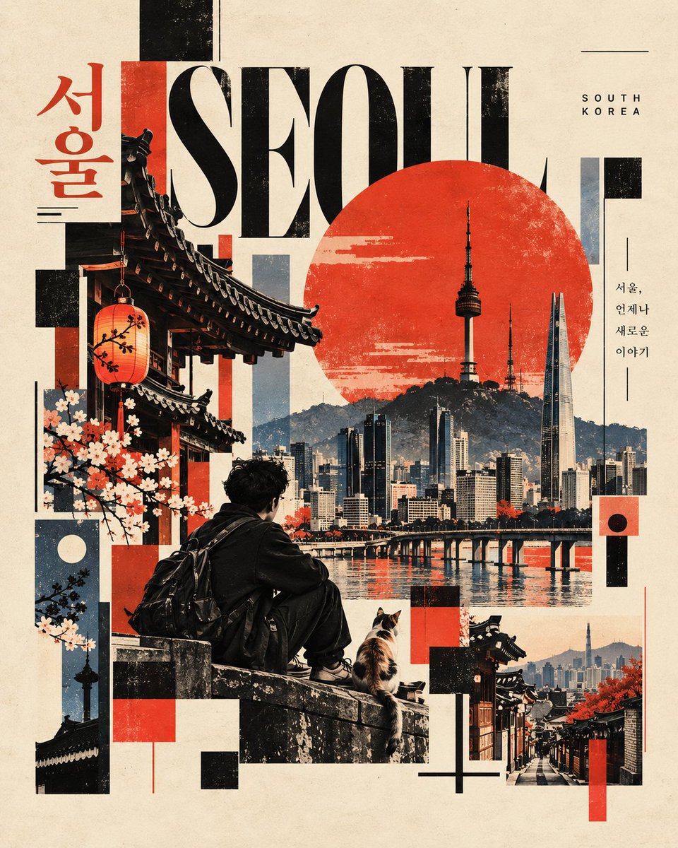 为 [国家 / 城市 / 地点 / 主题] 创作一幅高级感 4:5 竖版现代主义编辑式旅行拼贴画。, 图片 2